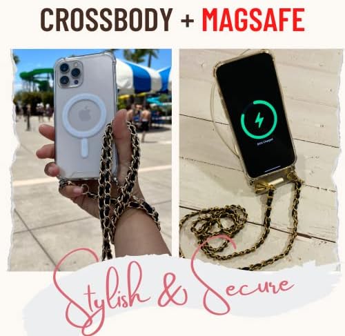 APORIA - Magsafe iPhone 14 Pro Max Case עם Hook in Hook ו- 120 סמ 47.25 אינץ 'שרשרת רצועת כתף חוצה גוף | תואם לטעינה